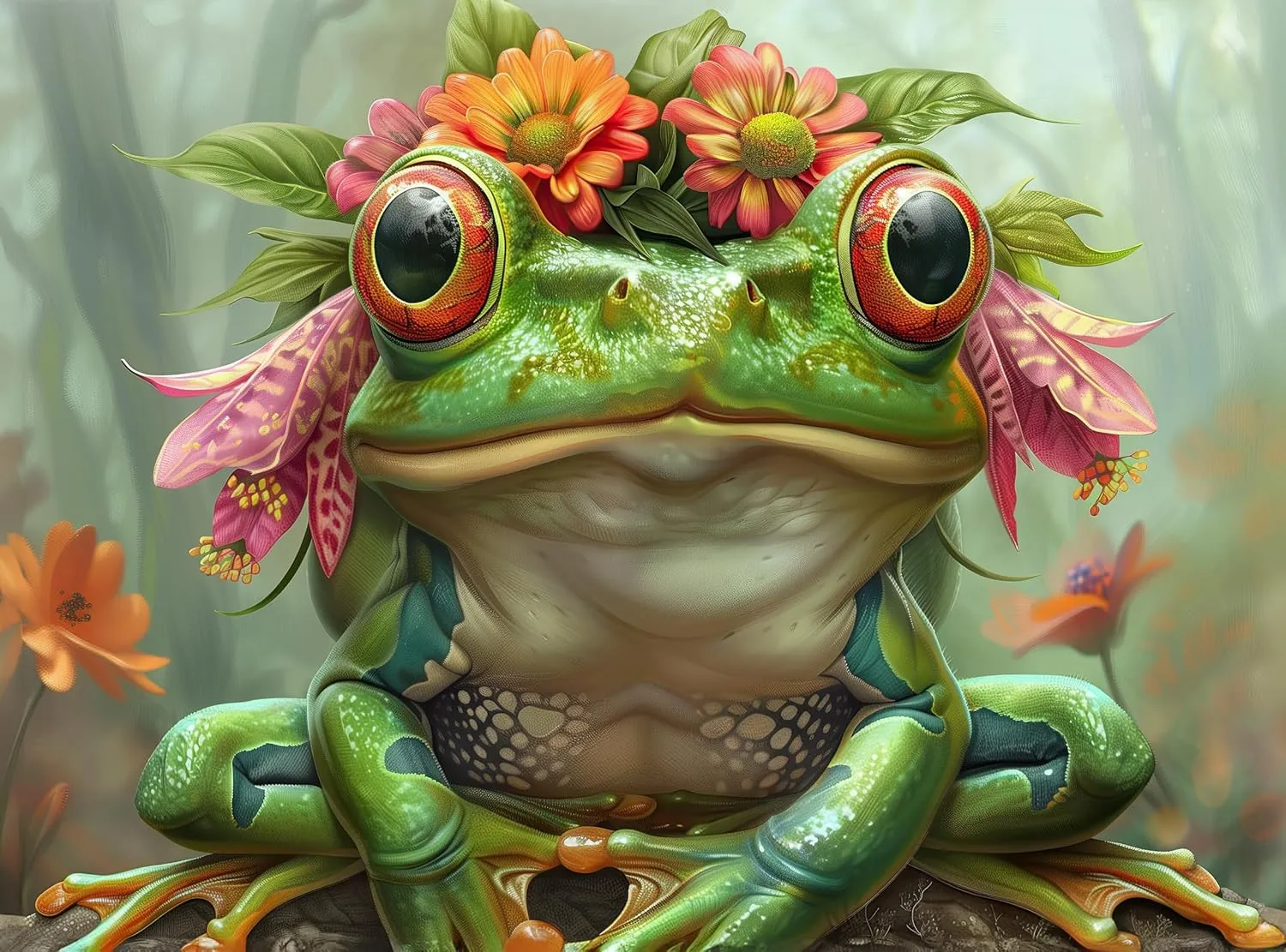 1000 Piece Jigsaw Puzzle for Adults - Cute Spirit Animal Frog Prince - Challenging and Hard Puzzle Perfect for Game Nights - 20x27 inches(Petal Prince)