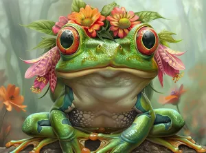 1000 Piece Jigsaw Puzzle for Adults - Cute Spirit Animal Frog Prince - Challenging and Hard Puzzle Perfect for Game Nights - 20x27 inches(Petal Prince)