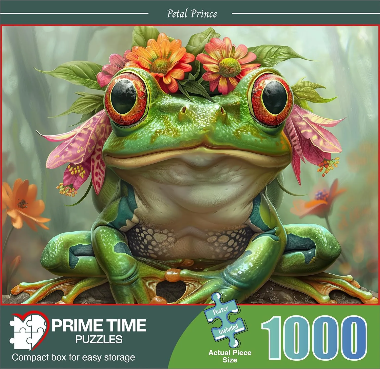 1000 Piece Jigsaw Puzzle for Adults - Cute Spirit Animal Frog Prince - Challenging and Hard Puzzle Perfect for Game Nights - 20x27 inches(Petal Prince)