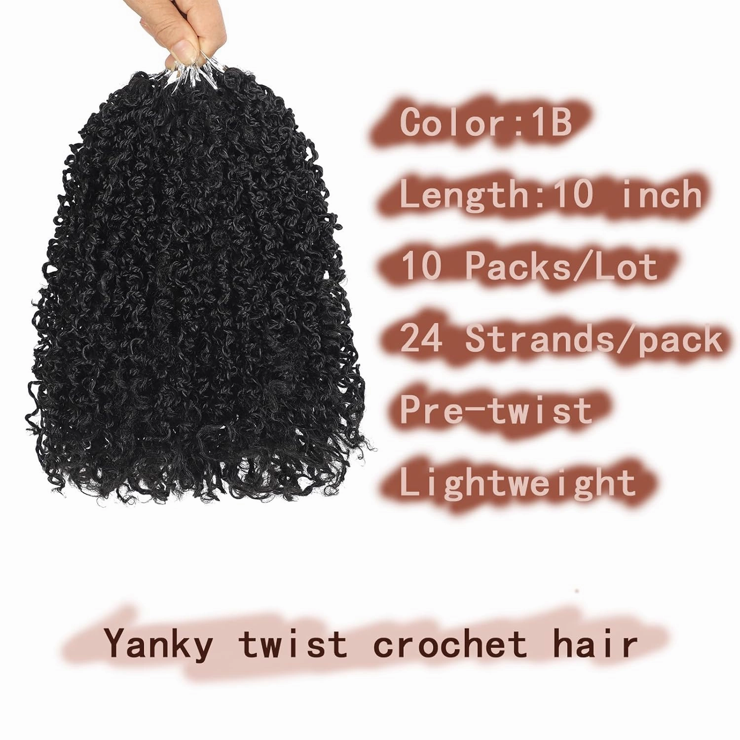 10 Packs Yanky Twist Crochet Braids Hair 10 Inch Pre-Twisted Passion Twist Crochet Hair, Fluffy Mini Passion Twist Hair Spring Twist Senegalese Twist Braids 1B