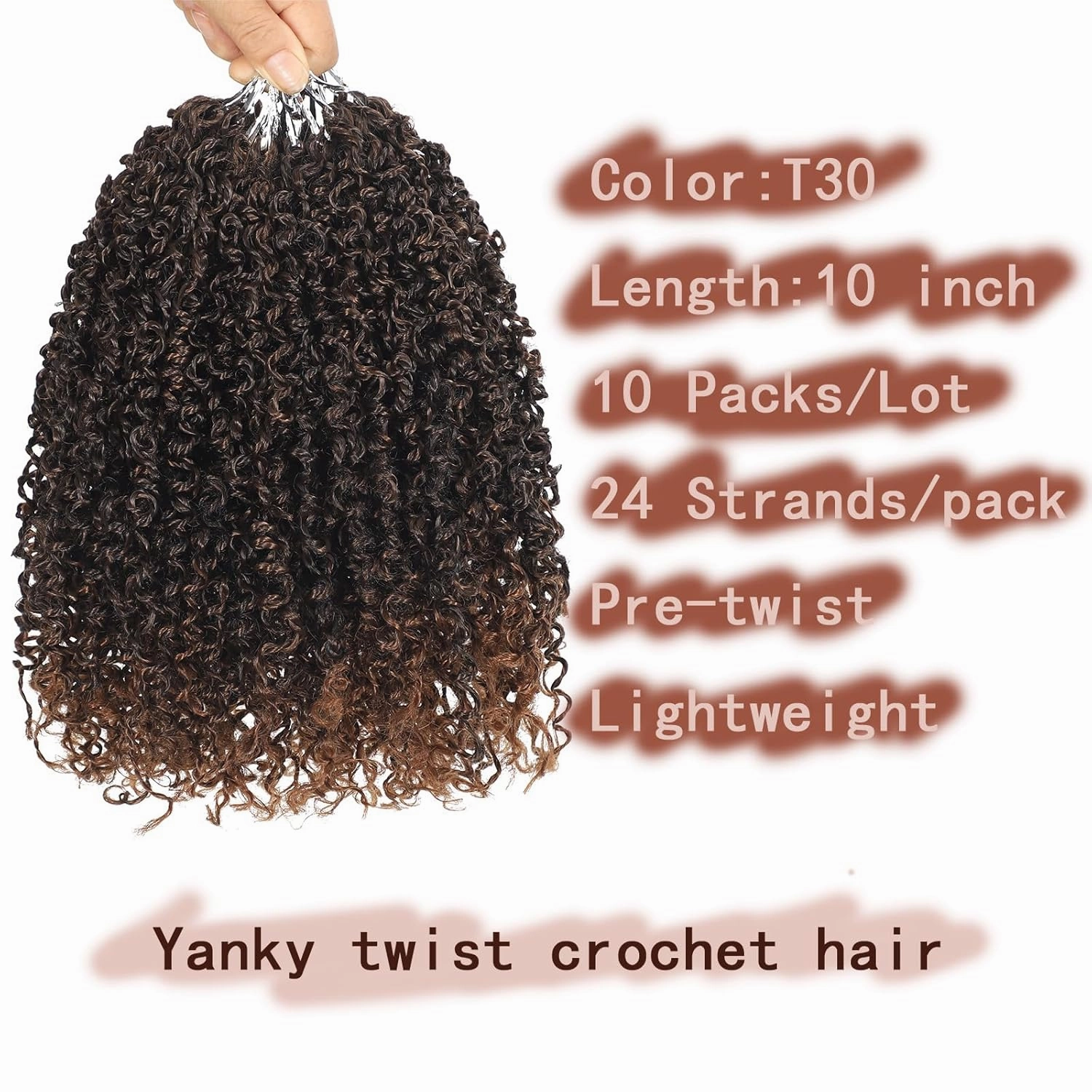 10 Packs Yanky Twist Crochet Braids Hair 10 Inch Pre-Twisted Passion Twist Crochet Hair, Small Curly Passion Twist Hair Crochet Braids Hair Twist Crochet Hair for Black Women T30