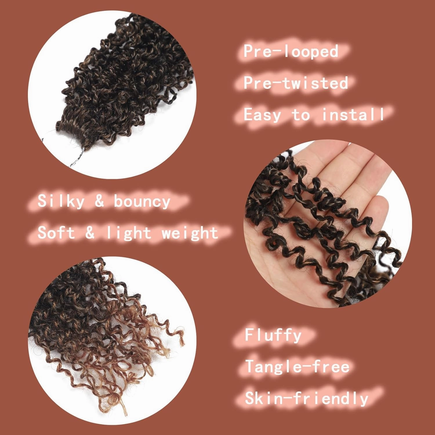 10 Packs Yanky Twist Crochet Braids Hair 10 Inch Pre-Twisted Passion Twist Crochet Hair, Small Curly Passion Twist Hair Crochet Braids Hair Twist Crochet Hair for Black Women T30