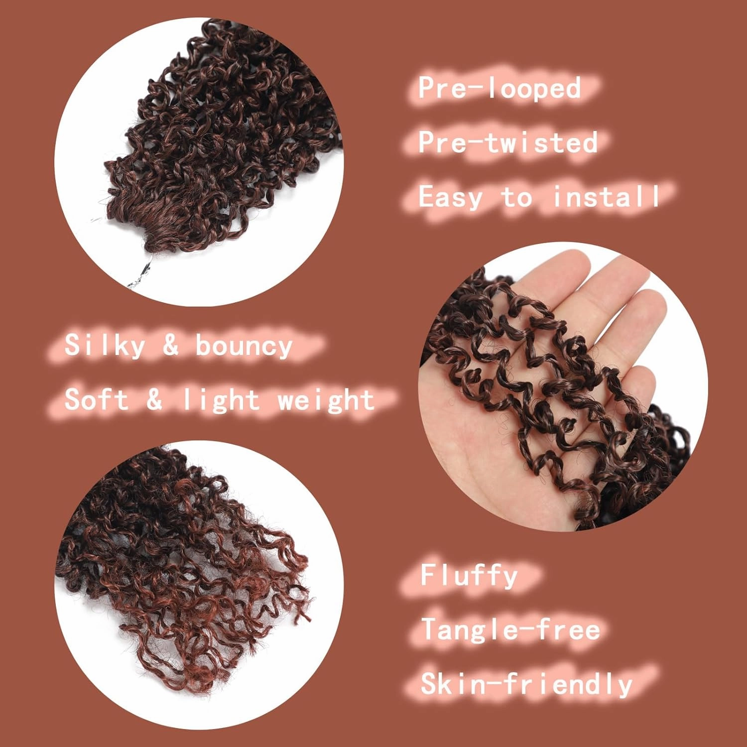 10 Packs Yanky Twist Crochet Braids Hair 10 Inch Pre-Twisted Passion Twist Hair, Ginger Crochet Braiding Hair Spring Twist Crochet Braids Mini Senegalese Twist With Curls T350