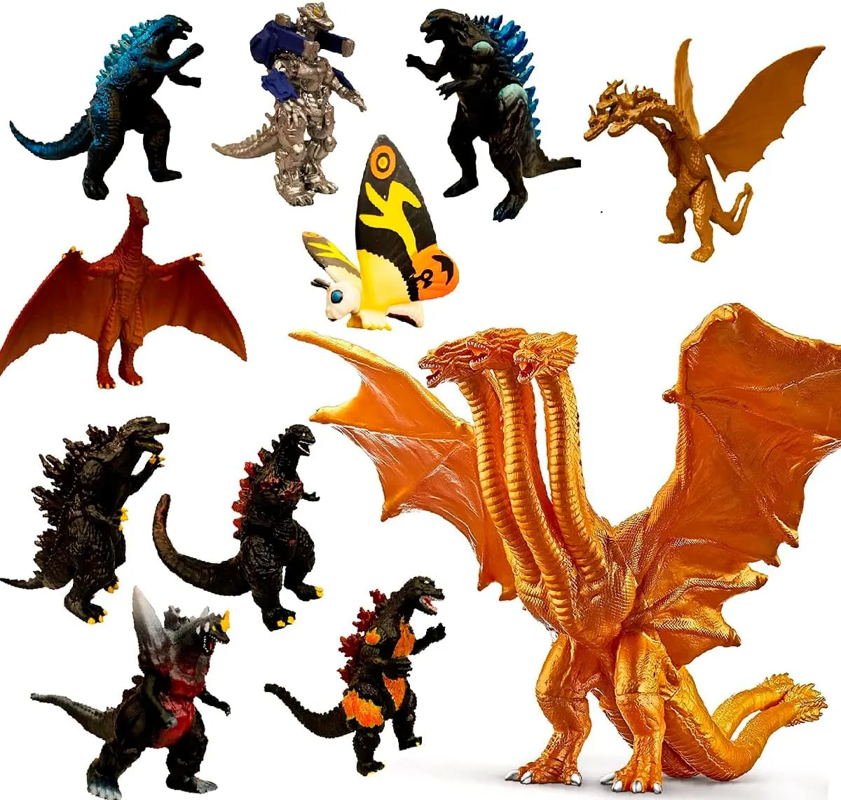 10pcs Small Dragons and Gidorah Action Figures Toys Set