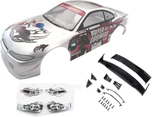 1/10 Scale RC Painted Precut Drift Racing Touring Onroad Car Body Shell Width 190mm with Wing Mirror Accessories (S15 Ghost)