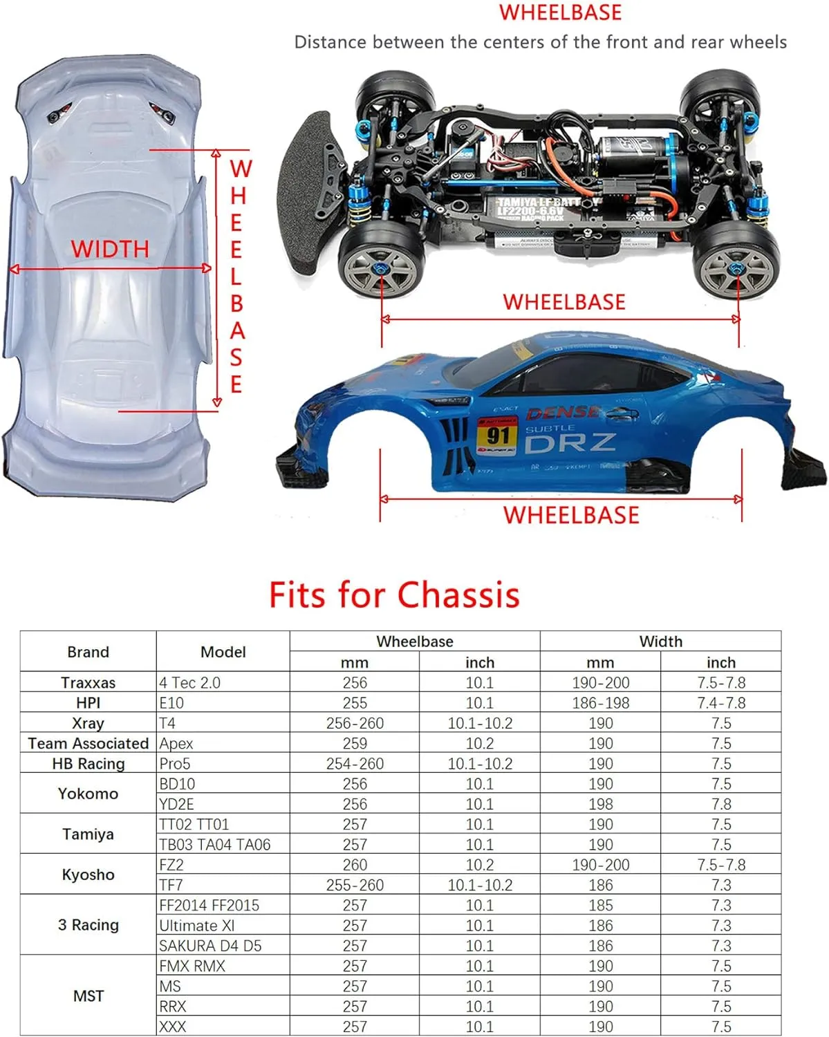1/10 Scale RC Printed Precut Drift Racing Touring Onroad Car Body Shell Width 200mm (Lykan)