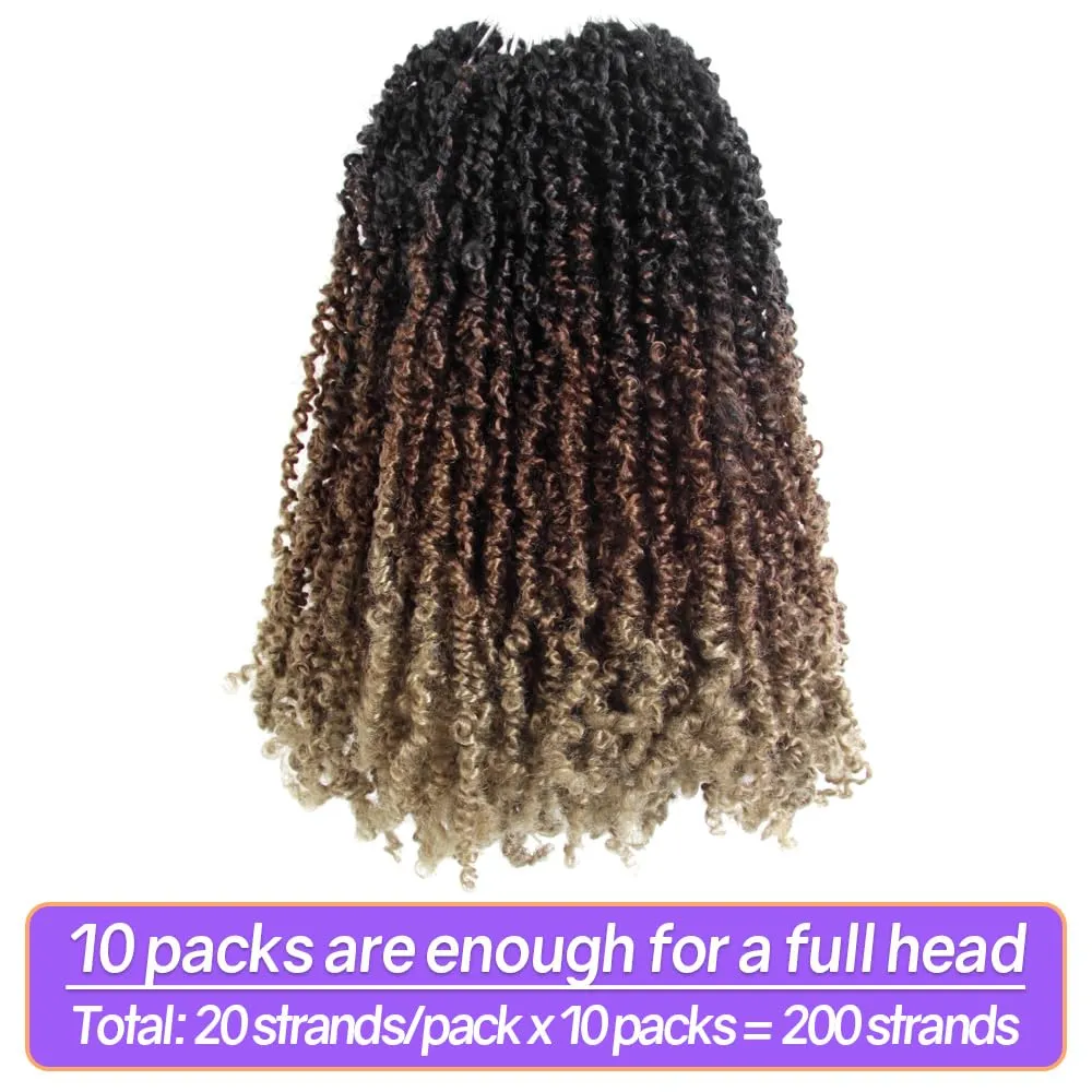 12 Inch 10 Packs Yanky Twist Crochet Hair Pre-twisted 3 Tones Ombre Brown Kinky Mini Spring Twist Small Curly Senegalese Twist Braids (OT30/27-10P)