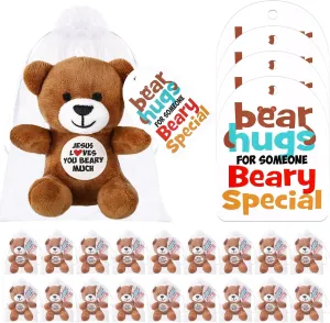 12 Pcs Jesus Loves You Beary Much Stuffed Bears Gifts 4" Religious Plush Christian Bible Verse Bears for Religious VBS Party Favor Gift Box Stuffers