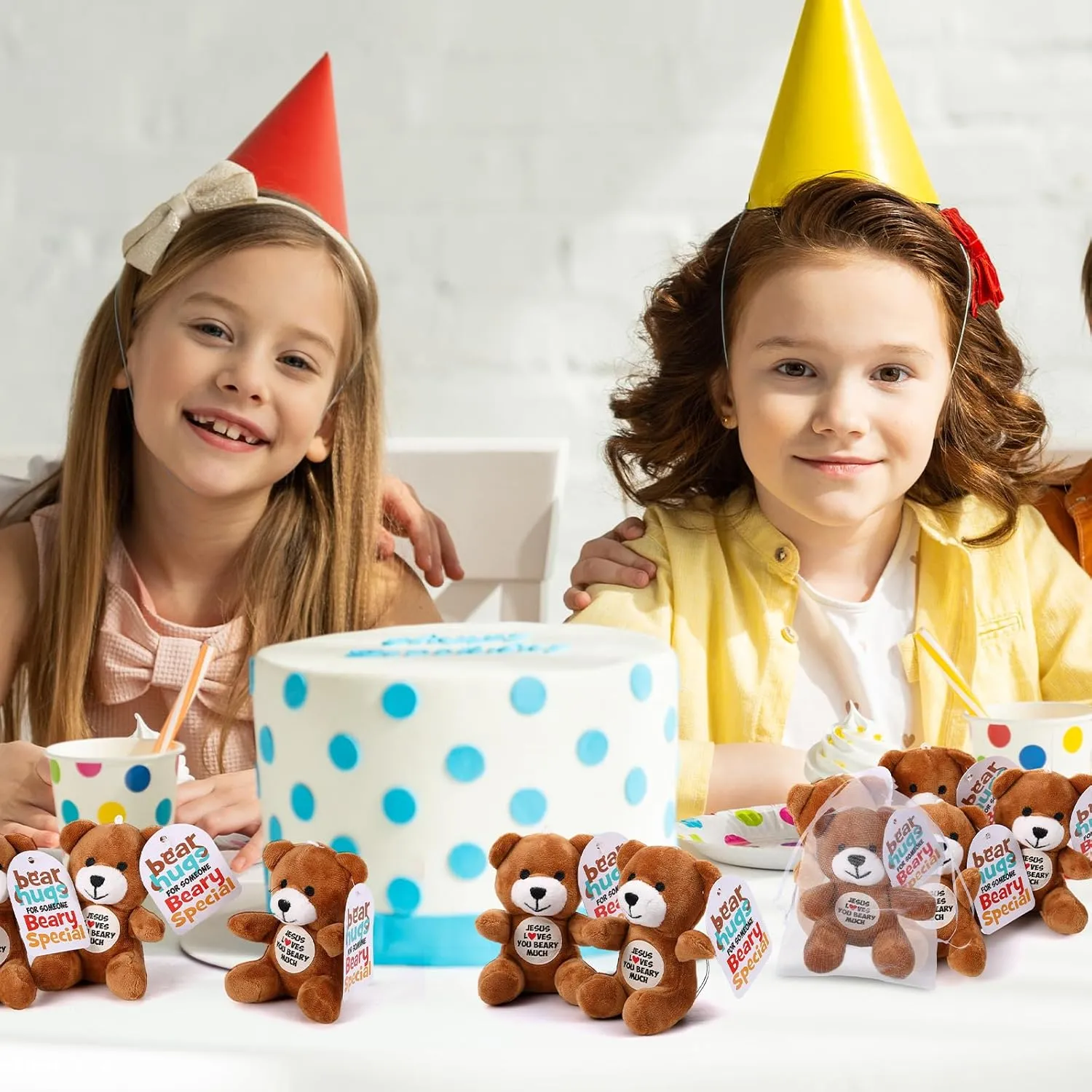 12 Pcs Jesus Loves You Beary Much Stuffed Bears Gifts 4" Religious Plush Christian Bible Verse Bears for Religious VBS Party Favor Gift Box Stuffers