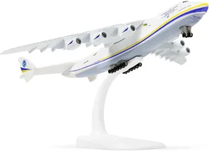 1/400 Scale Antonov An-225 Mriya Military Transport Aircraft Miniature Ukrainian Painting Metal Die-cast Carrier Airplane Model with Metal Stand for Aviation Enthusiasts Adults Collection
