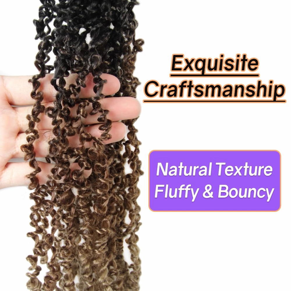 14 Inch 10 Packs Yanky Twist Crochet Hair Pre-twisted 3 Tones Ombre Brown Kinky Mini Spring Twist Small Curly Senegalese Twist Braids (OT30/27-10P)