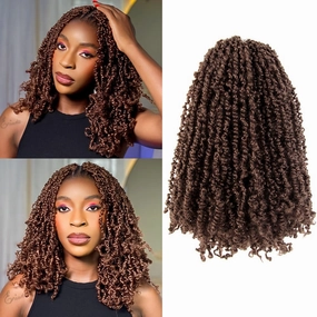 14 Inch 10 Packs Yanky Twist Crochet Hair Pre-twisted Light Brown Kinky Mini Spring Twist Small Curly Senegalese Twist Braids (30#)