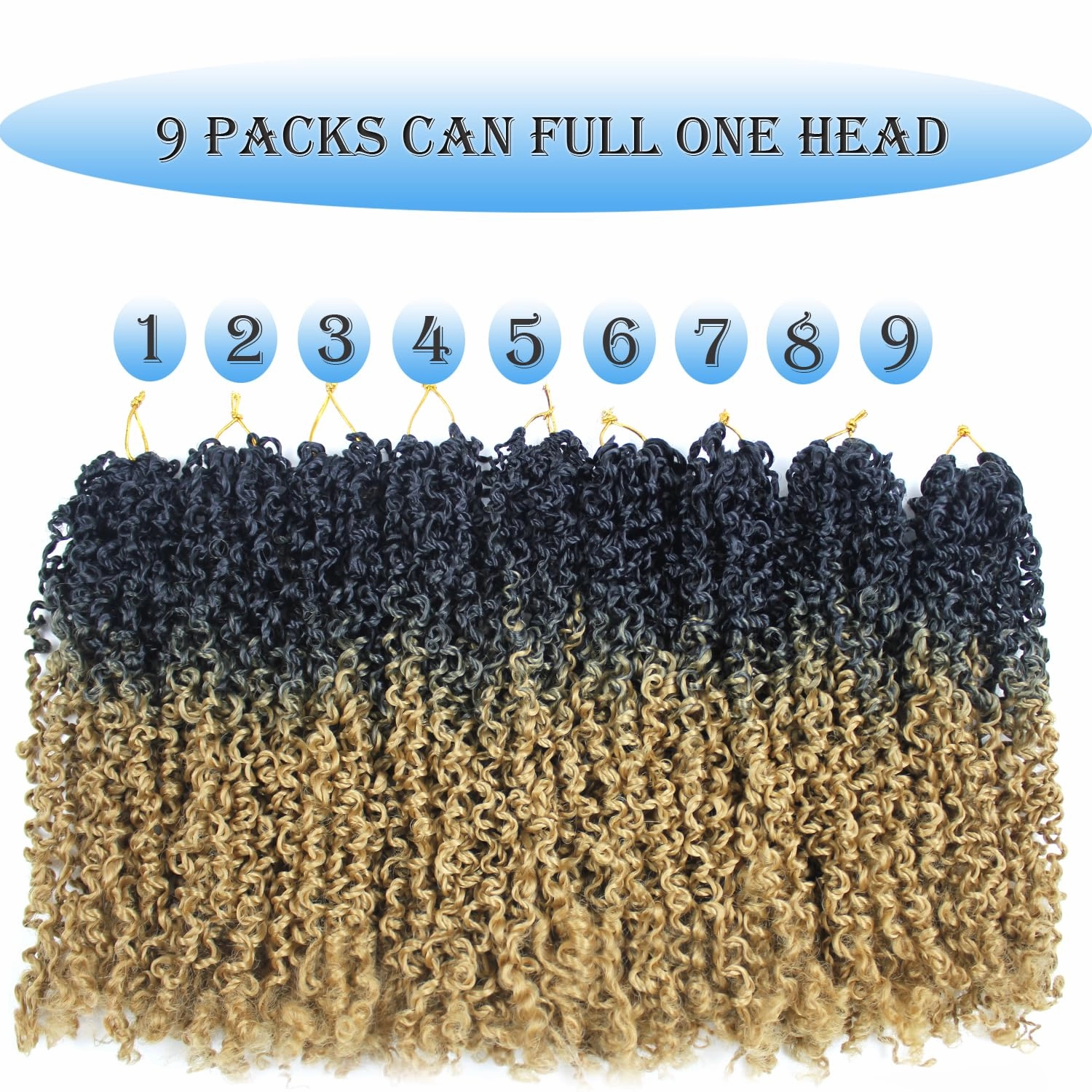 14 Inch 9 Packs Yanky Twist Crochet Hair Pre-Twisted Curly Braiding Hair Extensions Pre-looped Senegalese Twist Braids Synthetic Curly Crochet Hair For Black Women(14inch, 9pack, 1b/27)