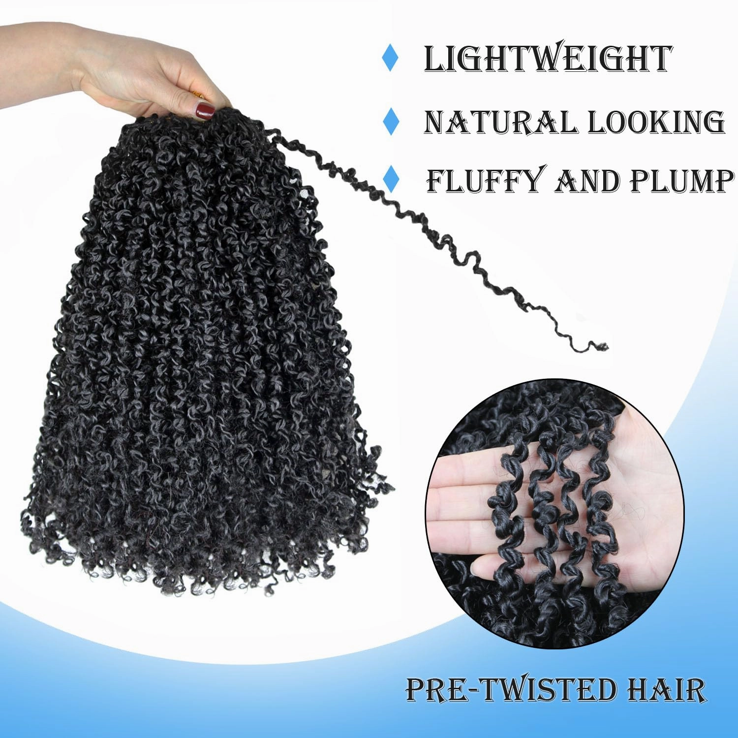 14 Inch 9 Packs Yanky Twist Crochet Hair Pre-Twisted Curly Braiding Hair Extensions Pre-looped Senegalese Twist Braids Synthetic Curly Crochet Hair For Black Women(14inch, 9pack, 1b)