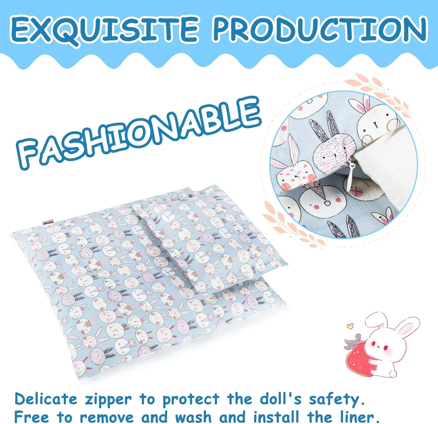 18 Inch Doll Bedding 2 Pc. Set - Reversible Print Doll Bedding Accessories with Comforter and Pillow - Fits American Girl Dolls and Other 18 Inch Dolls Holiday