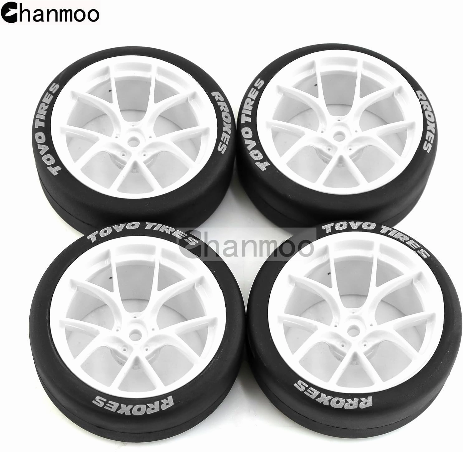 1/10 RC Drift Tires and Plastic Wheels Rims Rally Racing Tyres 12mm Hex for 1:10 Scale On Road Touring Street Car Tamiya Traxxas HPI KYOSHO XV02 XV01 TT01 TT02 PTG2 A959 4PCS (B White)