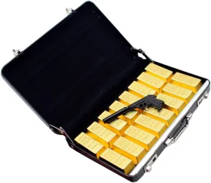 1set Miniature Suitcase Model Golden Bricks Ornaments Dollhouse Decorative Craft for Landscape Realistic Design Lightweight and Convenient for Boys and Girls Room Decor