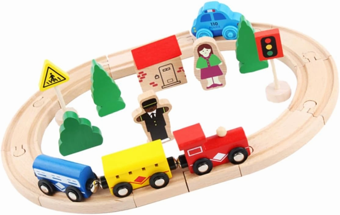 1set Beech Girl Puzzle Train Rail Car Set Imaginative Wood Toys for Boy Girl Promotes Color Recognition and Creativity for Boy Girl Playtime