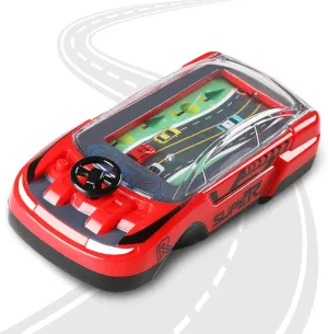2025 Upgrade Handheld Racing Car Game, Simulation Steering Racing Adventure Game with Steering Wheel, Portable Interactive Educational Racing Car Toy with Music for Boys Girls (Red)