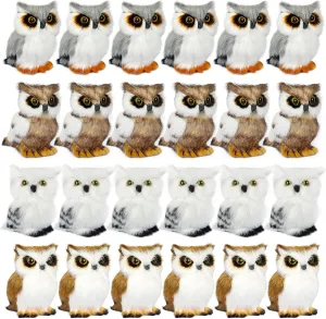 24 Pcs Owl Plush Toys - 3.2 Inch Soft Owl Decor for Christmas, Holiday, Birthday Party Presents