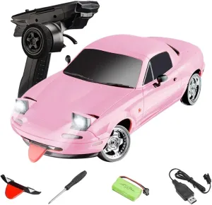 2.4GHz 1/18 Scale Mini RC Drift Car with Brushed High-Speed Motor, 10KM/H High Speed RC Cars with Gyroscop & LED Flip Lights for Adults