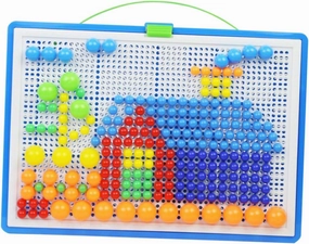 296Pcs Mushroom Nail Jigsaw Puzzle Set Creative Pegboard Educational for Develops Hand Eye Coordination Skills Present for Early Childhood Learning