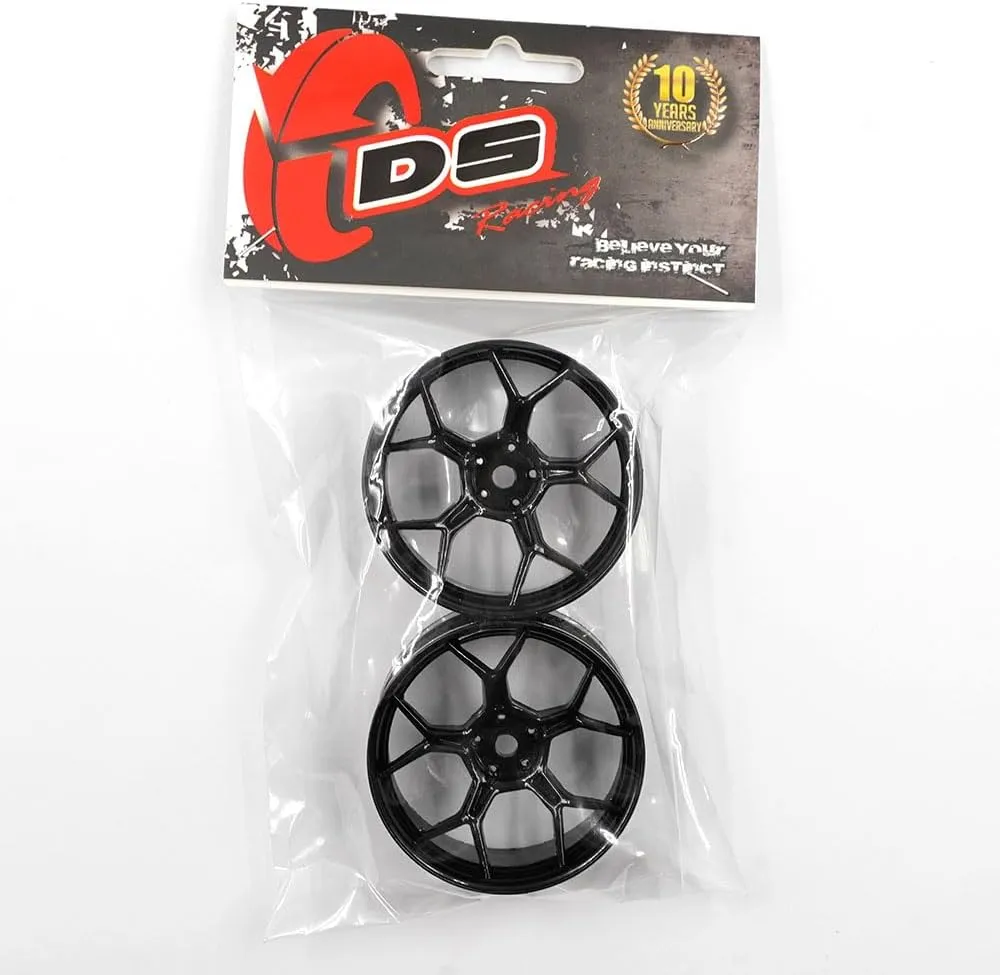2PCS 1/10 RC Feathery Light Split Spoke Drift Wheels Rims, 6mm Offset, 7gram, for Traxxas HSP Tamiya HPI Kyosho On-Road Drifting Car (Black Hi Gloss)
