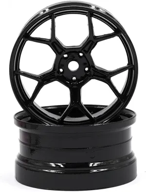2PCS 1/10 RC Feathery Light Split Spoke Drift Wheels Rims, 6mm Offset, 7gram, for Traxxas HSP Tamiya HPI Kyosho On-Road Drifting Car (Black Hi Gloss)