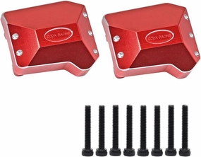 2Pcs Aluminum Diff Cover Front&Rear Axles Housing Cover for 1/10 RC Crawler Car TRX4 Upgrade Parts-Replaces Part 8280-Red