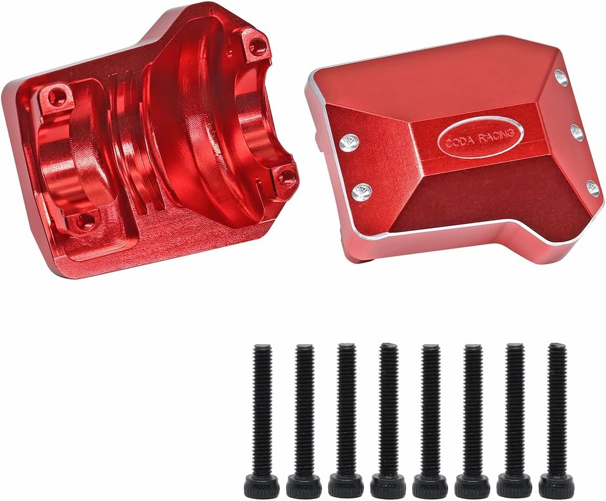2Pcs Aluminum Diff Cover Front&Rear Axles Housing Cover for 1/10 RC Crawler Car TRX4 Upgrade Parts-Replaces Part 8280-Red