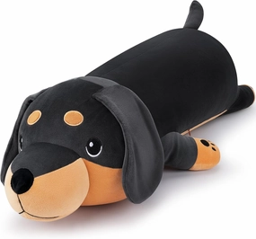 30'' Giant Black Dachshund Dog Plush Stuffed Animal- Black Weiner Dog Plush Pillow Plushies, Large Dachshund Plush Toy, Cute Hugging Weiner Dog Stuffed Animal, Birthday Gifts for Kids Girls Boys