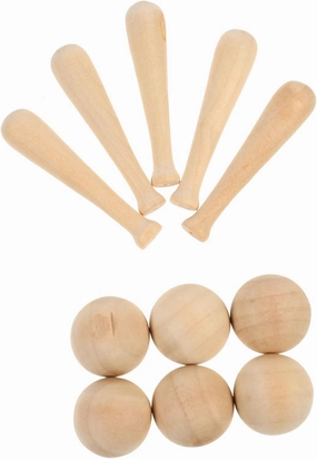 30Pcs Mini Unfinished Baseball Ornaments with Bats for Crafts DIY Decoration Educational Games and Creative Table Decor