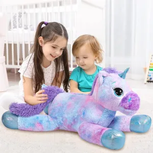31.5inch Unicorn Stuffed Animal Plush Toy Soft Plush Pillow Large Big Horse Plushy Fluffy Fat Oversized Plushie Multicolored Unicorn Gift for Kids Girls, 31.5inch/80cm, Colorful