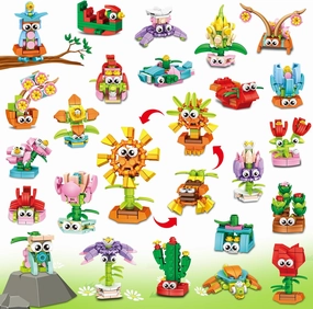 36 Packs Party Favors Building Blocks, Ideal for Kids Classroom Exchange, Flower Bouquets Building Set, Mini Building Flower Set, DIY Unique Great Brithday Gifts for Girls Womens
