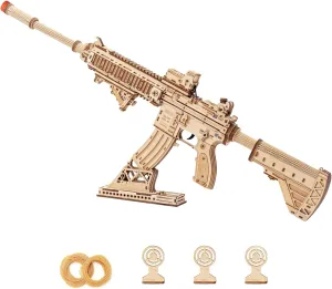 3D Wooden Puzzles for Adults, 3D Puzzle Model Rubber Bands Gun Toys Building Kits, DIY Wood Crafts Cool Toy Hobbies for Men Women, Creative Assembly Gifts