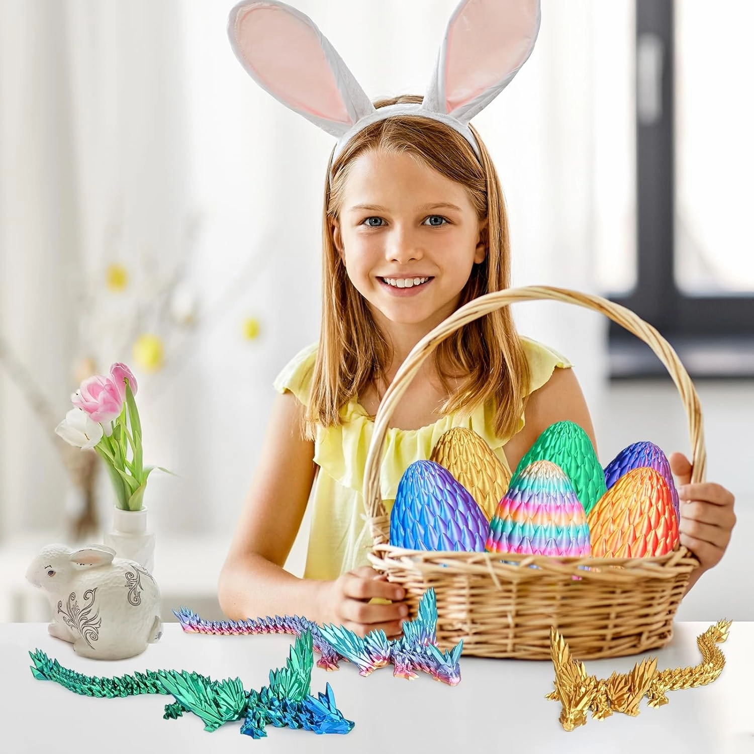 3D Printed Flying Dragon Egg with Articulated Dragon Inside – Toys&Gifts for Kids,Home Decor,Creative Ornaments,Birthday,Easter (Golden,Medium)