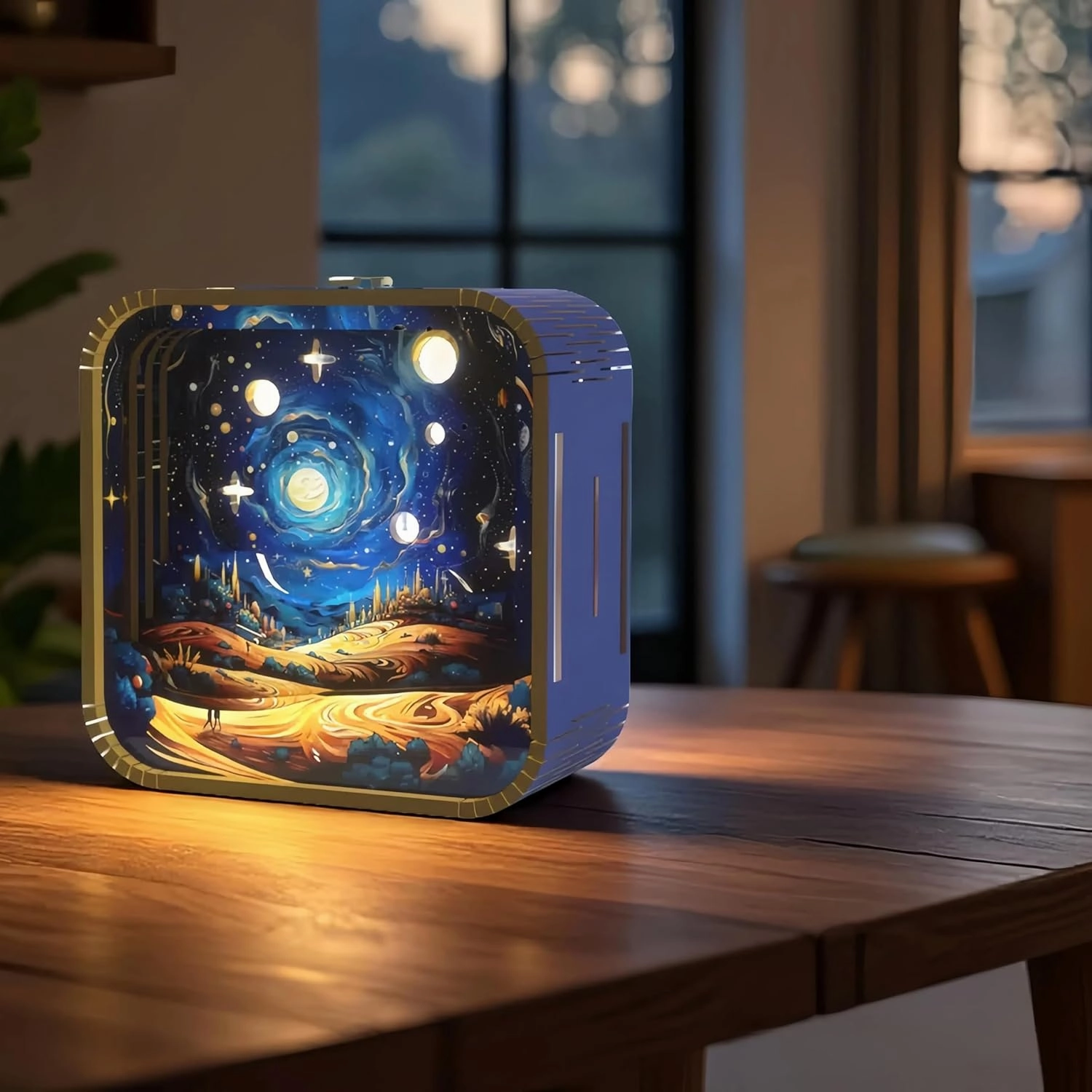 3D Wooden Puzzle Night Light,DIY 3D Puzzles for Adults with Touch Night Light, New Year Gifts, Birthday Gifts for Teen, Desk Decor for DIY Puzzle Lovers, Men and Women (Dreamy Sky)