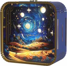 3D Wooden Puzzle Night Light,DIY 3D Puzzles for Adults with Touch Night Light, New Year Gifts, Birthday Gifts for Teen, Desk Decor for DIY Puzzle Lovers, Men and Women (Dreamy Sky)