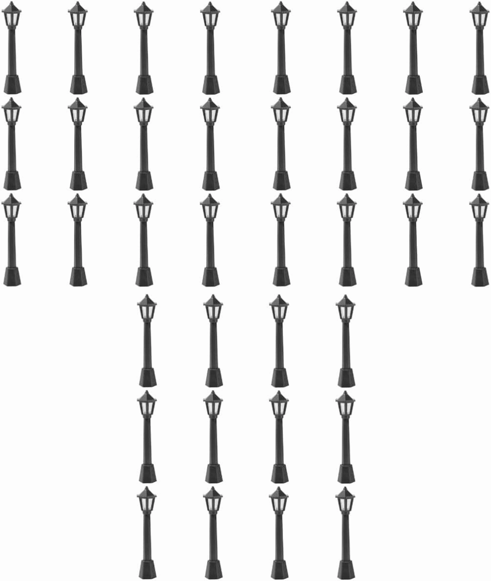 48pcs Street Light Model Compact Simulation Lamps for Dollhouse Decor Miniature Scene Accessories Led Lanterns for Landscape and