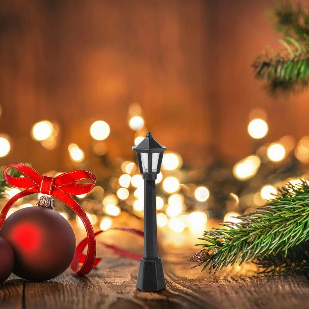 48pcs Street Light Model Compact Simulation Lamps for Dollhouse Decor Miniature Scene Accessories Led Lanterns for Landscape and