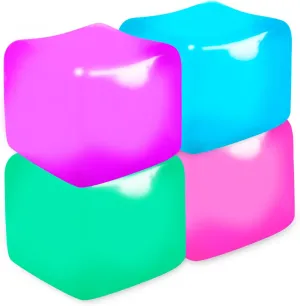 4pcs Fidget Toy Stress Cubes Squishy Ice Cube, Sensory Fidget Toys Stress Balls for Kids Adults, Anxiety Relief Square Shape Squeeze Ball for Your Best Mellow and Chill