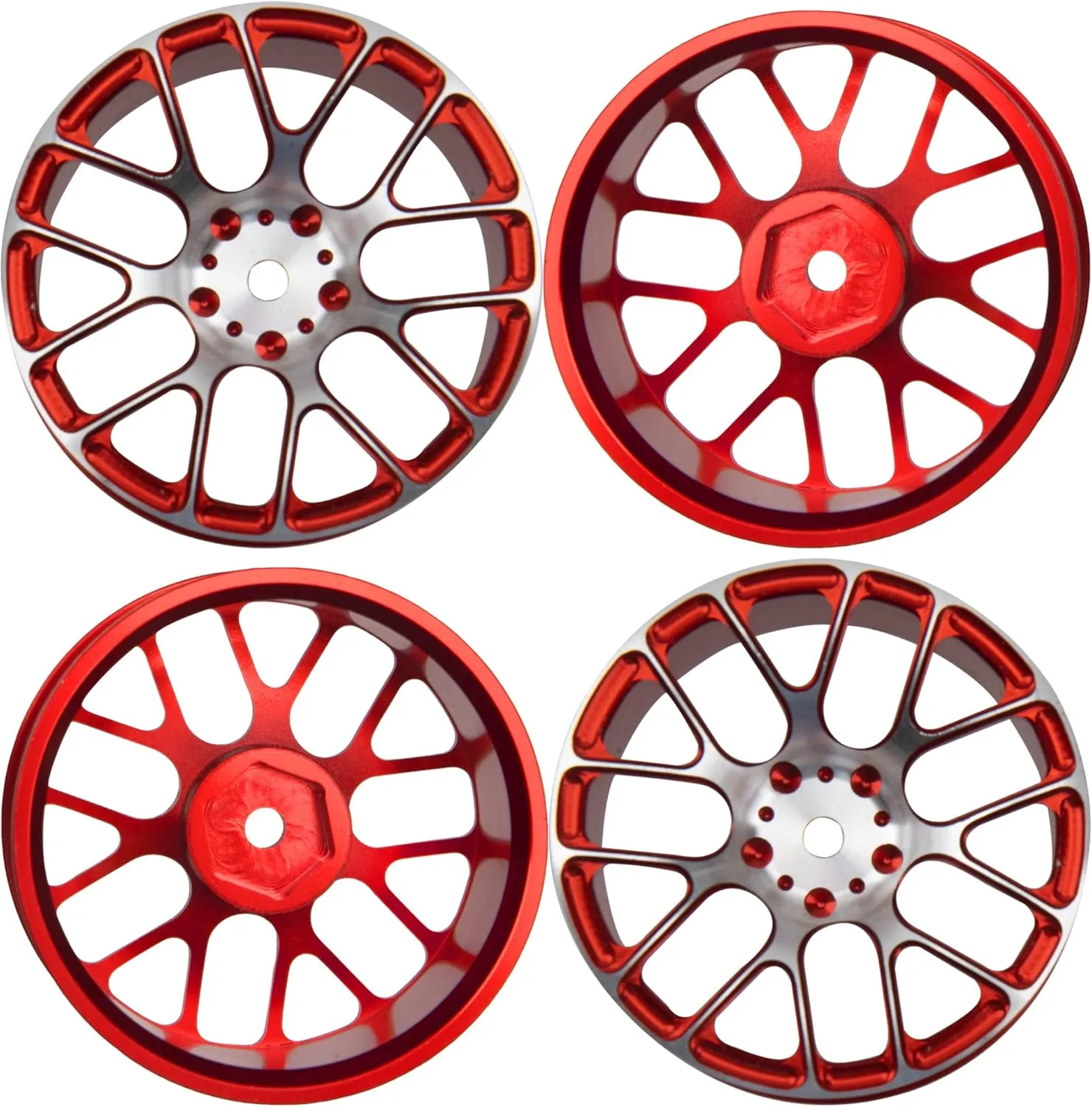 4Pcs Vgoohobby Aluminum Wheel Rims 12mm Hex Hub Width 26mm Compatible with 1/10 Tamiya TT-01 Kyosho RedCat Sakura HSP HPI 1/10 On-Road Racing Touring RC Drift Car (Red)