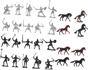 56Pcs Medieval Soldiers Model Including Soldiers Horses Cavalrymen for Birthday and Tabletop Decor