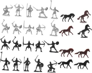 56Pcs Medieval Soldiers Model Soldiers Horses Figures Creative for Decor and
