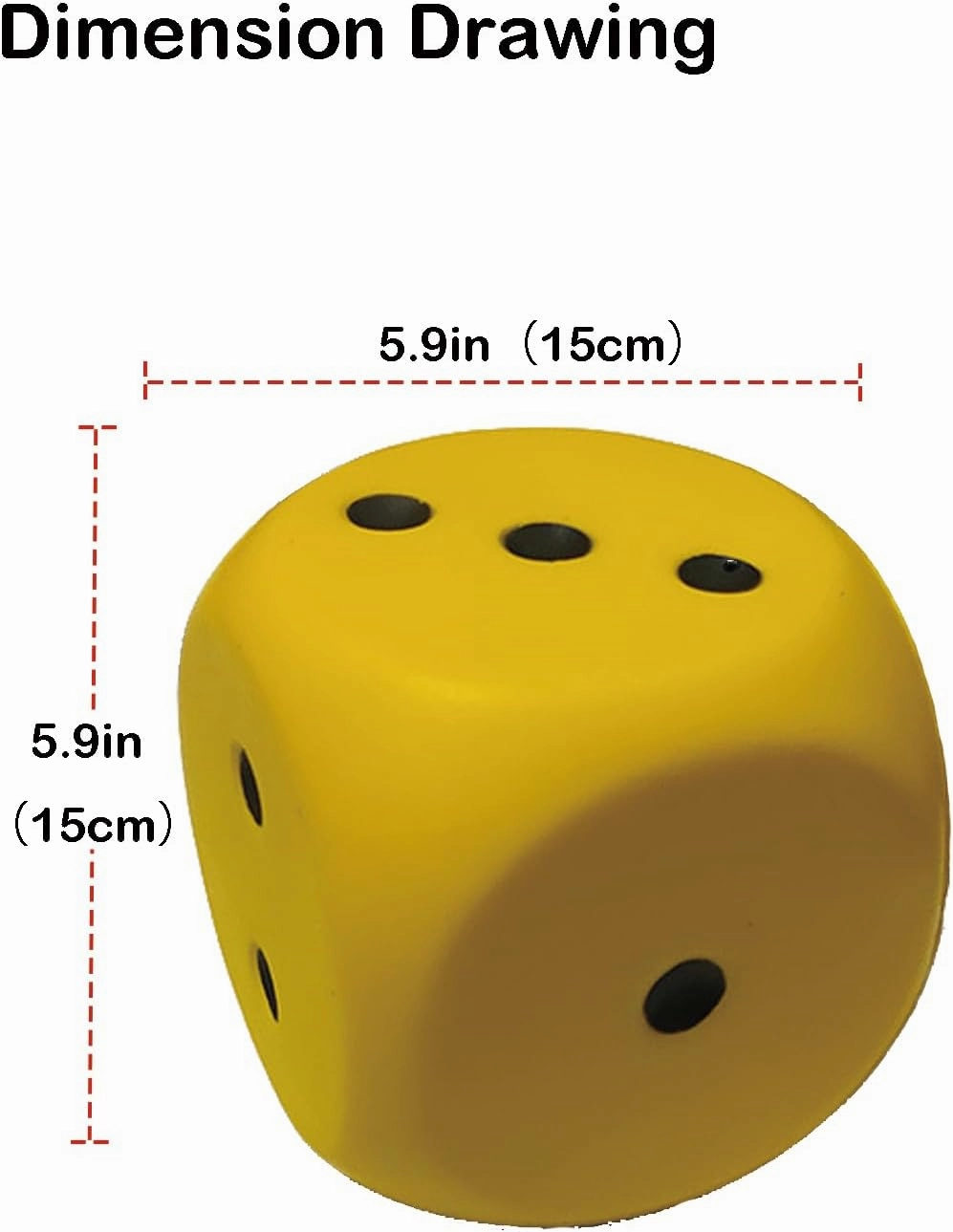 5.9inches/15cm Gaint PU Foam Dice-Large Foam Dices with Dots, Great Soft Dices for Parent-Child Activities Stress-reducing Toys Educational Activities (Yellow)