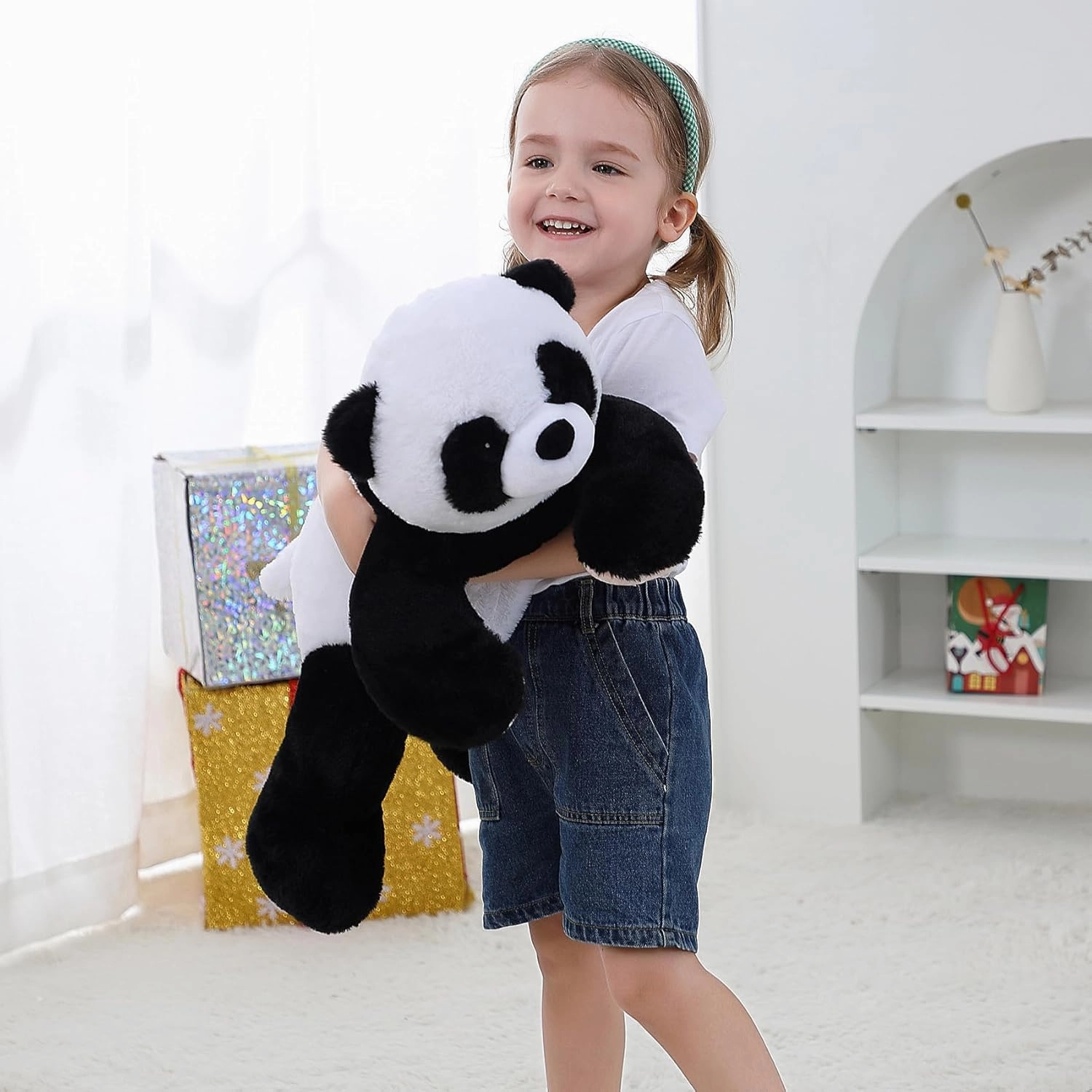 5 lbs 24" Weighted Stuffed Animals Panda Plushie, Cute Panda Weighted Plush Pillow Giant Stuffed Animals for Kids Adults