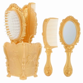 5pcs Decorative Hair Brush Set with Storage Holder Detangling Comb for Home Use Vintage Design for Salon Styling Flexible Bristles for All Hair Types Finish