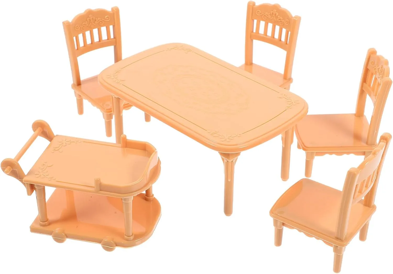 5sets Miniature Dining Table and Chair Dollhouse Plastic Furniture Model for Creative Scenes Compact and Lightweight Decorative Accessories for Play