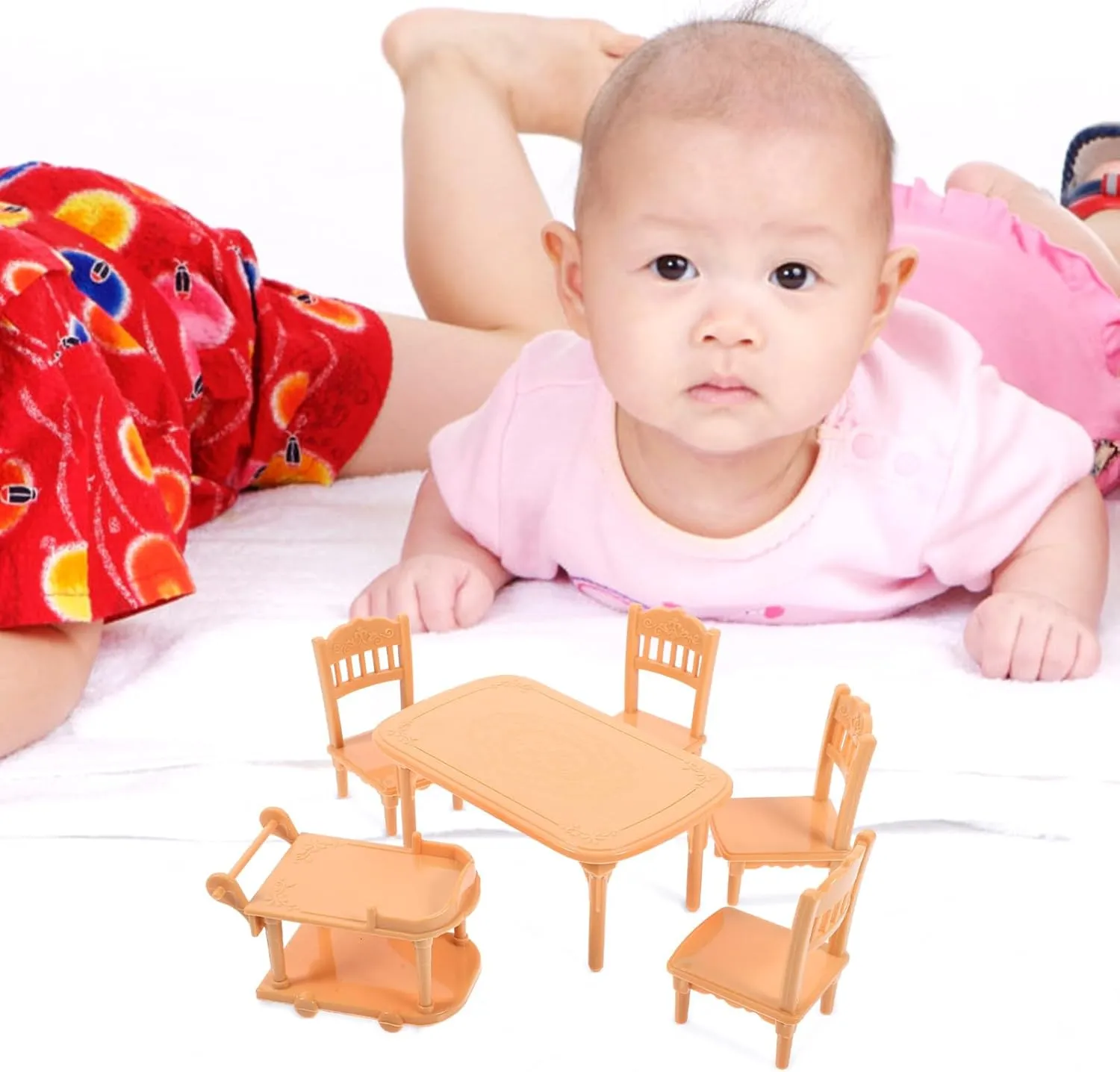 5sets Miniature Dining Table and Chair Dollhouse Plastic Furniture Model for Creative Scenes Compact and Lightweight Decorative Accessories for Play