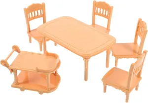 5sets Miniature Dining Table and Chair Dollhouse Plastic Furniture Model for Creative Scenes Compact and Lightweight Decorative Accessories for Play